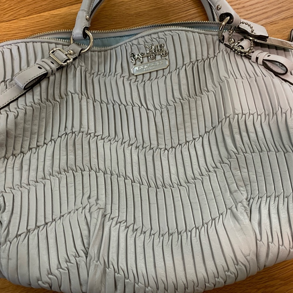 Coach Grey Leather Madison Gathered Sophia Satchel EUC - Picture 2 of 7